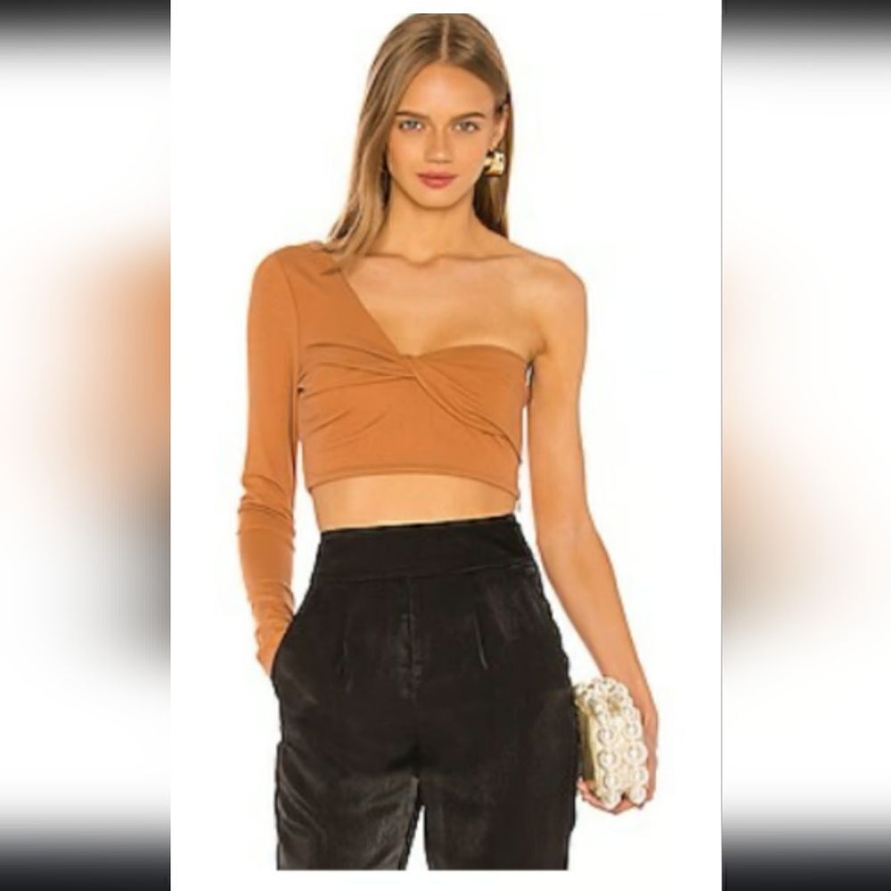 NBD brown One shoulder Cropped blouse